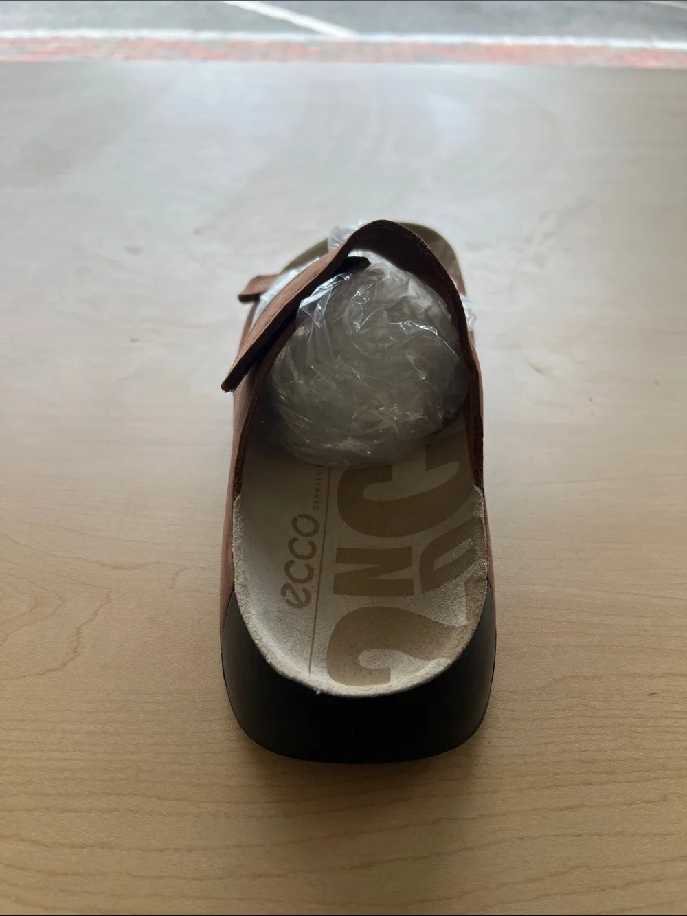 Ecco Men's Tan Double-Strap Leather Slide Sandals